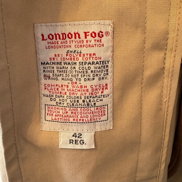 LONDON FOG Men's Trench Coat Sz 42Reg Beige Removable Lining - Picture 4 of 13